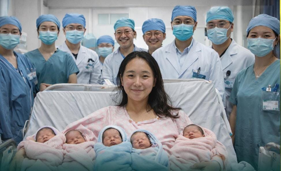 ఓకేసారి 5 గురు పిల్లలకి జన్మనిచ్చిన చైనా మహిళ