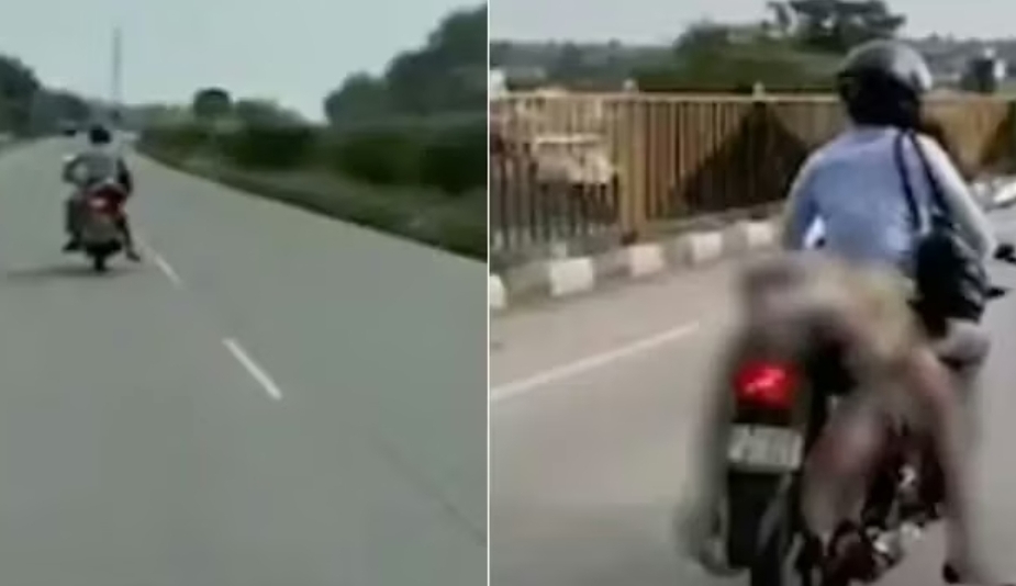హృదయ విదారక సంఘటన.. భార్య మృతదేహాన్ని బైక్ పై తీసుకెళ్లిన భర్త